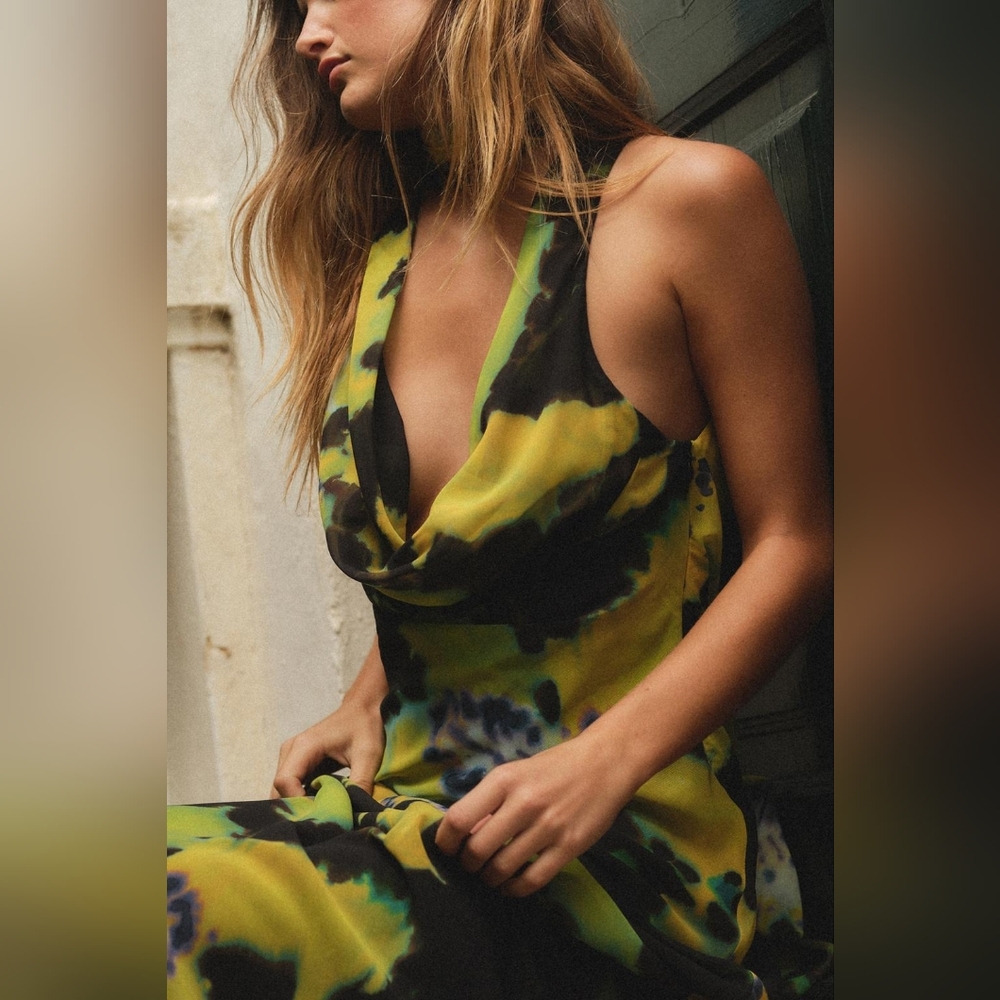 ZARA FOULARD PRINT LONG DRESS SIZE XS - Picture 6 of 12